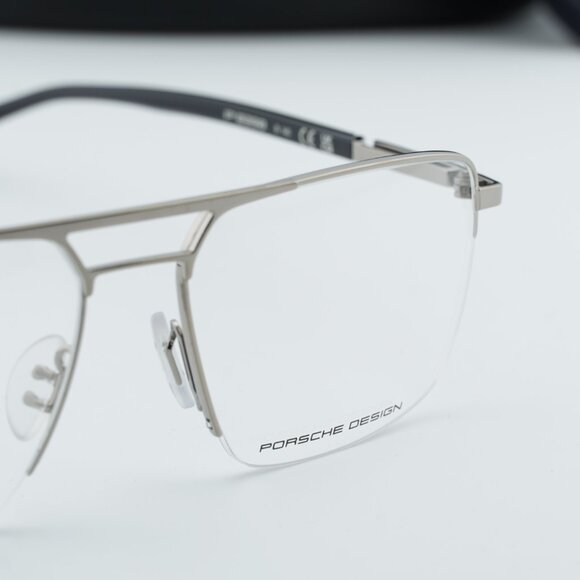 Porsche Design P8398 B Rectangle Eyeglasses 58mm - Palladium Silver/Black - Picture 7 of 11